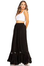Sakkas Ivy Second Women's Maxi Boho Elastic Waist Embroidered A Line Long Skirt skirts La Vie Bien Sakkas Ivy Second Women's Maxi Boho Elastic Waist Embroidered A Line Long Skirt