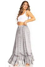 Sakkas Ivy Second Women's Maxi Boho Elastic Waist Embroidered A Line Long Skirt skirts La Vie Bien Sakkas Ivy Second Women's Maxi Boho Elastic Waist Embroidered A Line Long Skirt