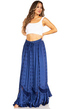 Sakkas Ivy Second Women's Maxi Boho Elastic Waist Embroidered A Line Long Skirt skirts La Vie Bien Sakkas Ivy Second Women's Maxi Boho Elastic Waist Embroidered A Line Long Skirt