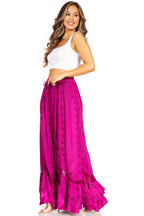 Sakkas Ivy Second Women's Maxi Boho Elastic Waist Embroidered A Line Long Skirt skirts La Vie Bien Sakkas Ivy Second Women's Maxi Boho Elastic Waist Embroidered A Line Long Skirt