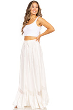 Sakkas Ivy Second Women's Maxi Boho Elastic Waist Embroidered A Line Long Skirt skirts La Vie Bien Sakkas Ivy Second Women's Maxi Boho Elastic Waist Embroidered A Line Long Skirt