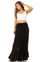 Sakkas Ivy Second Women's Maxi Boho Elastic Waist Embroidered A Line Long Skirt skirts La Vie Bien Sakkas Ivy Second Women's Maxi Boho Elastic Waist Embroidered A Line Long Skirt