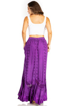Sakkas Ivy Second Women's Maxi Boho Elastic Waist Embroidered A Line Long Skirt skirts La Vie Bien Sakkas Ivy Second Women's Maxi Boho Elastic Waist Embroidered A Line Long Skirt