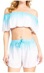 Sakkas Jackie Women's Bandeau and Shorts set Off the Shoulder Summer Strapless tops La Vie Bien Sakkas Jackie Women's Bandeau and Shorts set Off the Shoulder Summer Strapless
