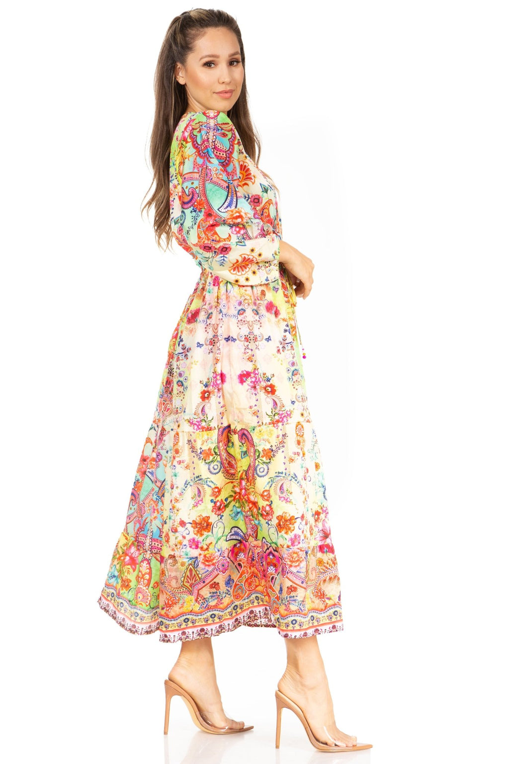 Sakkas Katty Floral Print Women's Boho Maxi Dress dresses La Vie Bien Sakkas Katty Floral Print Women's Boho Maxi Dress