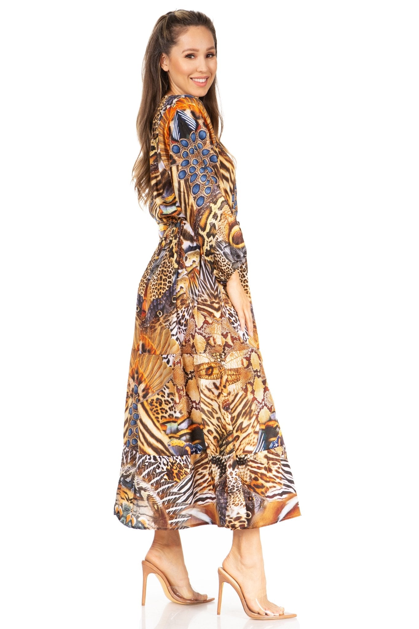 Sakkas Katty Floral Print Women's Boho Maxi Dress dresses La Vie Bien Sakkas Katty Floral Print Women's Boho Maxi Dress