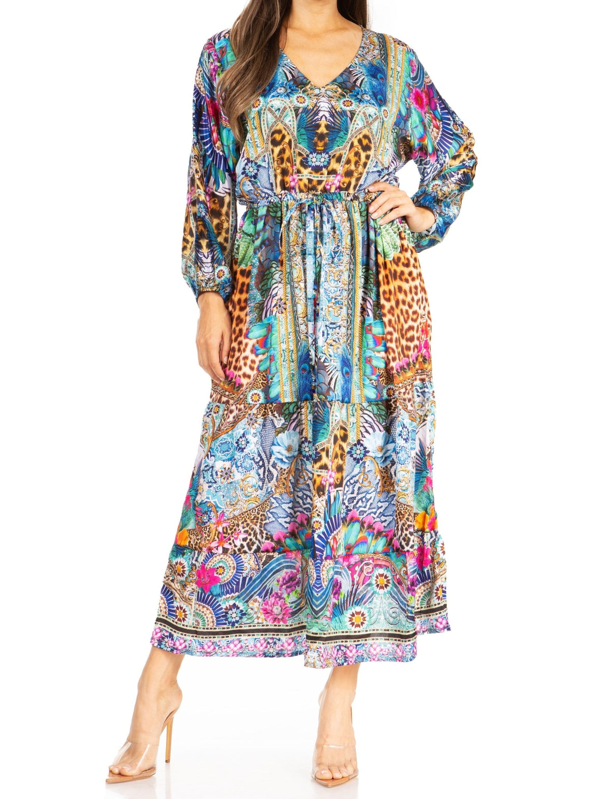 Sakkas Katty Floral Print Women's Boho Maxi Dress dresses La Vie Bien Sakkas Katty Floral Print Women's Boho Maxi Dress