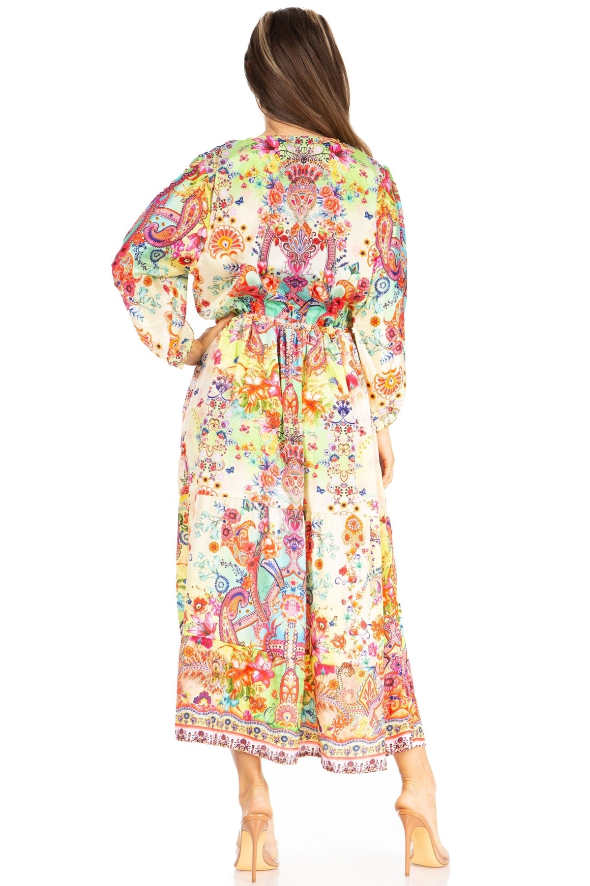 Sakkas Katty Floral Print Women's Boho Maxi Dress dresses La Vie Bien Sakkas Katty Floral Print Women's Boho Maxi Dress