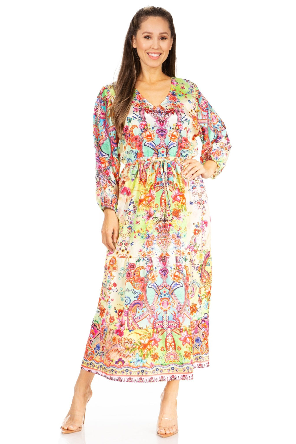 Sakkas Katty Floral Print Women's Boho Maxi Dress dresses La Vie Bien Sakkas Katty Floral Print Women's Boho Maxi Dress