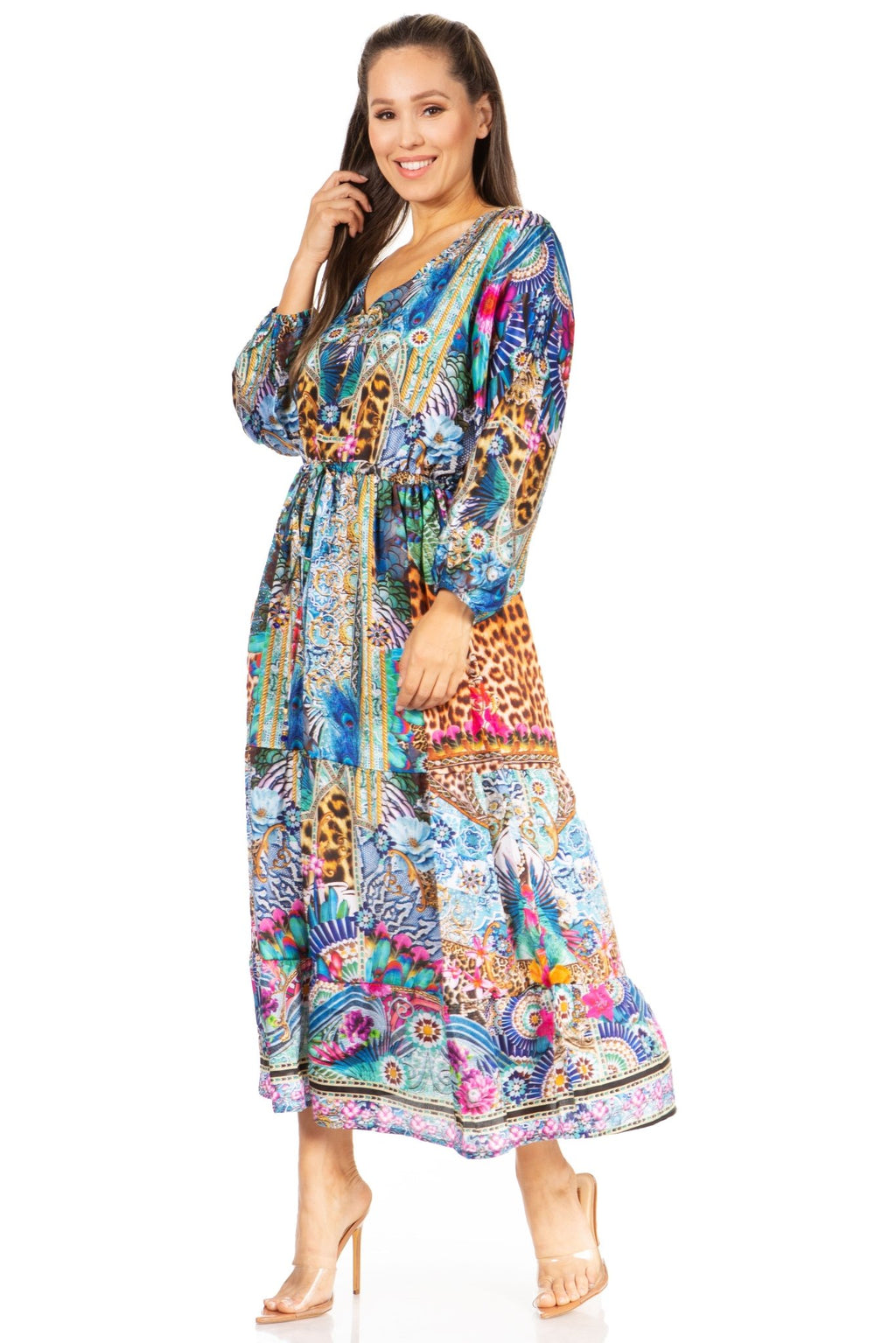 Sakkas Katty Floral Print Women's Boho Maxi Dress dresses La Vie Bien Sakkas Katty Floral Print Women's Boho Maxi Dress