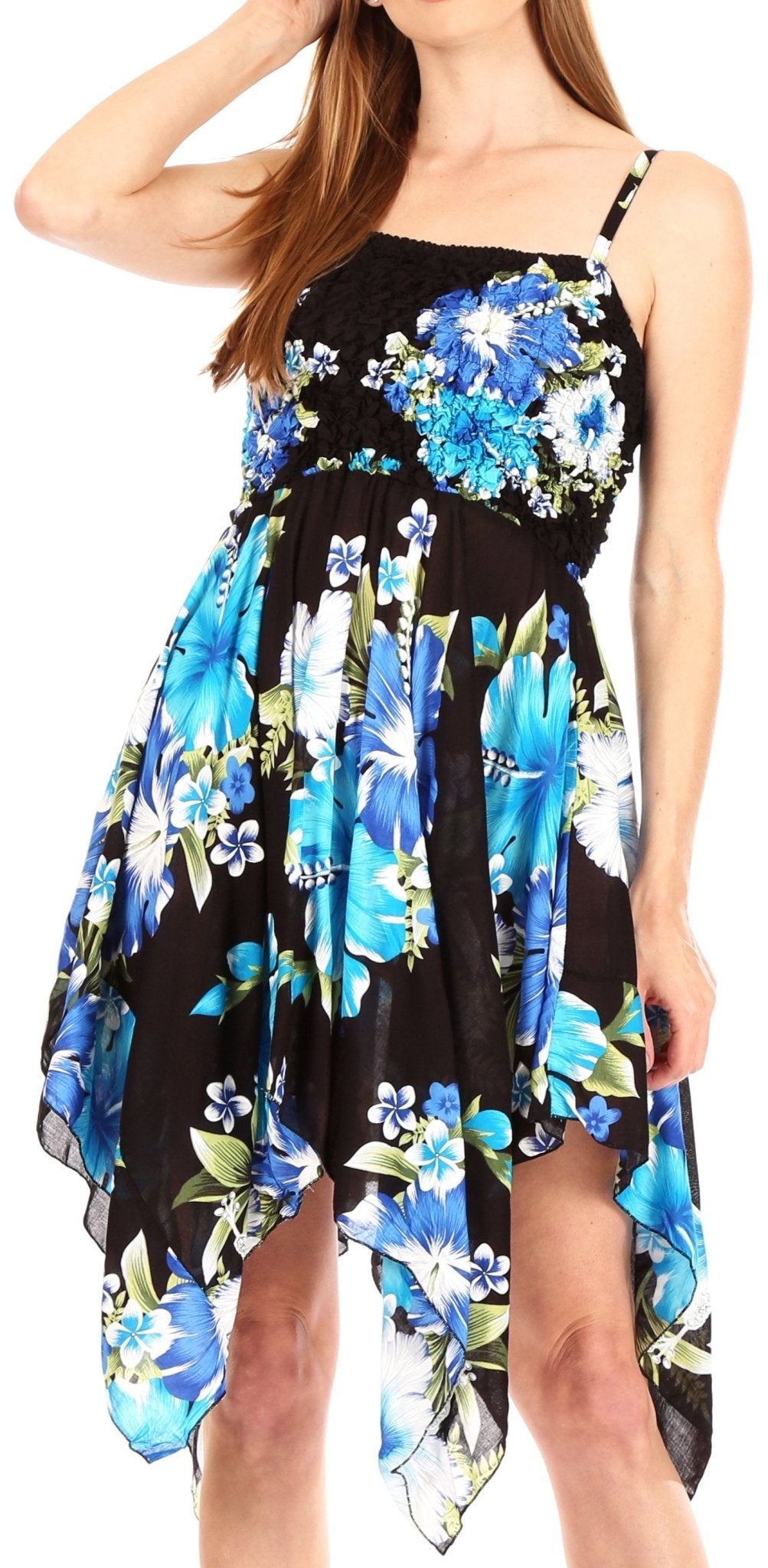 Sakkas Kiera Women's Tube Spaghetti Strap Floral Print Summer Casual Short Dress dresses La Vie Bien Sakkas Kiera Women's Tube Spaghetti Strap Floral Print Summer Casual Short Dress