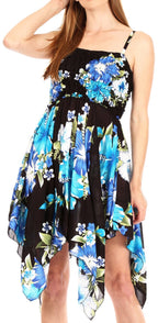 Sakkas Kiera Women's Tube Spaghetti Strap Floral Print Summer Casual Short Dress dresses La Vie Bien Sakkas Kiera Women's Tube Spaghetti Strap Floral Print Summer Casual Short Dress