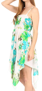 Sakkas Kiera Women's Tube Spaghetti Strap Floral Print Summer Casual Short Dress dresses La Vie Bien Sakkas Kiera Women's Tube Spaghetti Strap Floral Print Summer Casual Short Dress