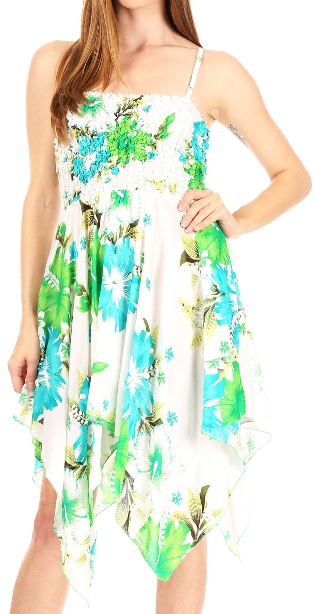 Sakkas Kiera Women's Tube Spaghetti Strap Floral Print Summer Casual Short Dress dresses La Vie Bien Sakkas Kiera Women's Tube Spaghetti Strap Floral Print Summer Casual Short Dress