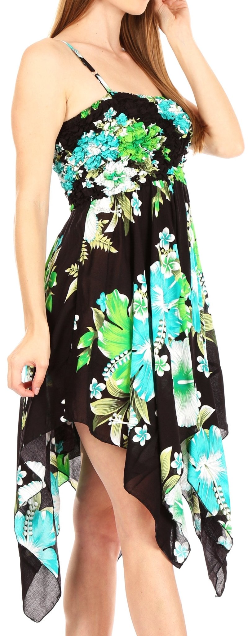 Sakkas Kiera Women's Tube Spaghetti Strap Floral Print Summer Casual Short Dress dresses La Vie Bien Sakkas Kiera Women's Tube Spaghetti Strap Floral Print Summer Casual Short Dress