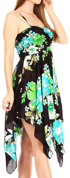 Sakkas Kiera Women's Tube Spaghetti Strap Floral Print Summer Casual Short Dress dresses La Vie Bien Sakkas Kiera Women's Tube Spaghetti Strap Floral Print Summer Casual Short Dress