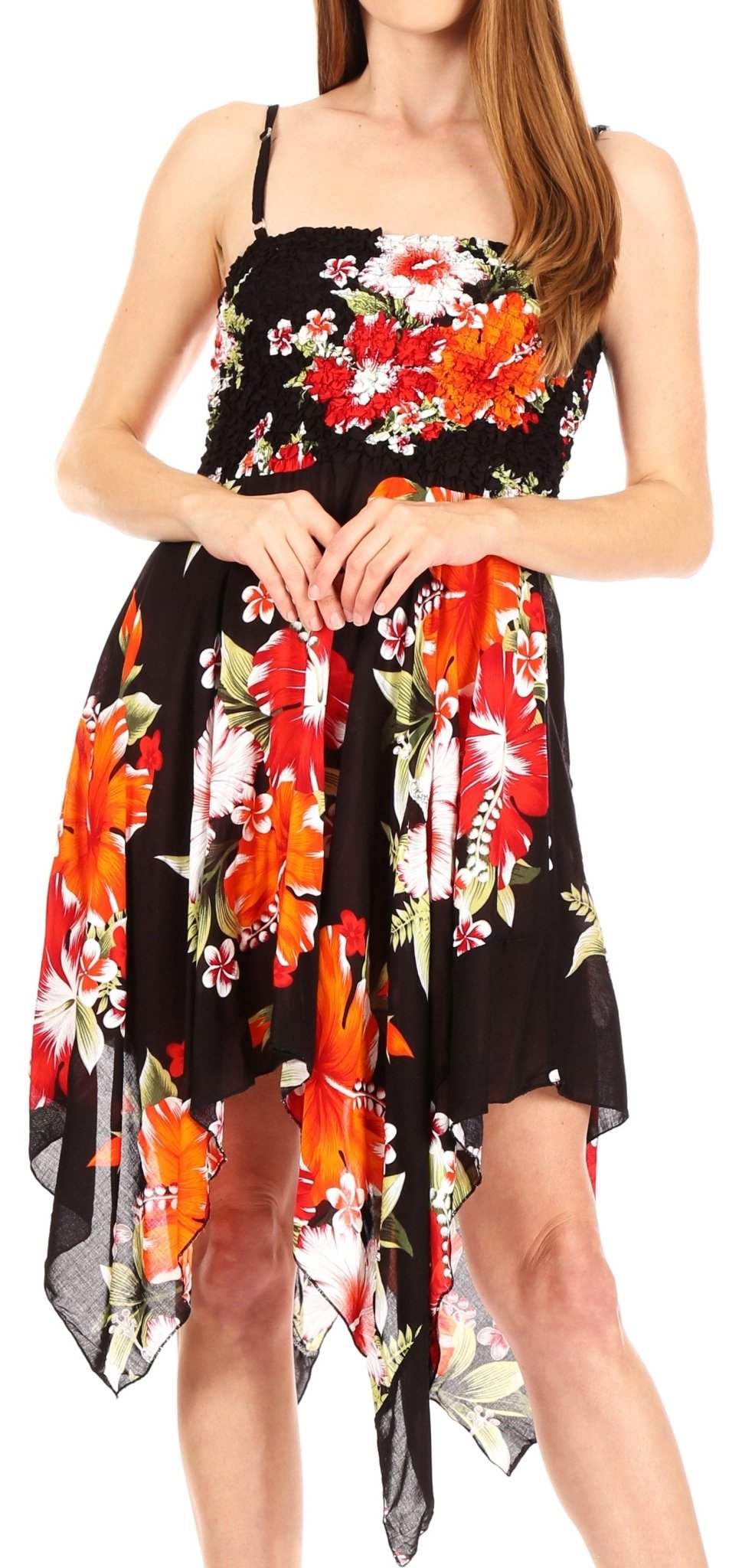 Sakkas Kiera Women's Tube Spaghetti Strap Floral Print Summer Casual Short Dress dresses La Vie Bien Sakkas Kiera Women's Tube Spaghetti Strap Floral Print Summer Casual Short Dress