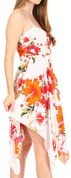 Sakkas Kiera Women's Tube Spaghetti Strap Floral Print Summer Casual Short Dress dresses La Vie Bien Sakkas Kiera Women's Tube Spaghetti Strap Floral Print Summer Casual Short Dress
