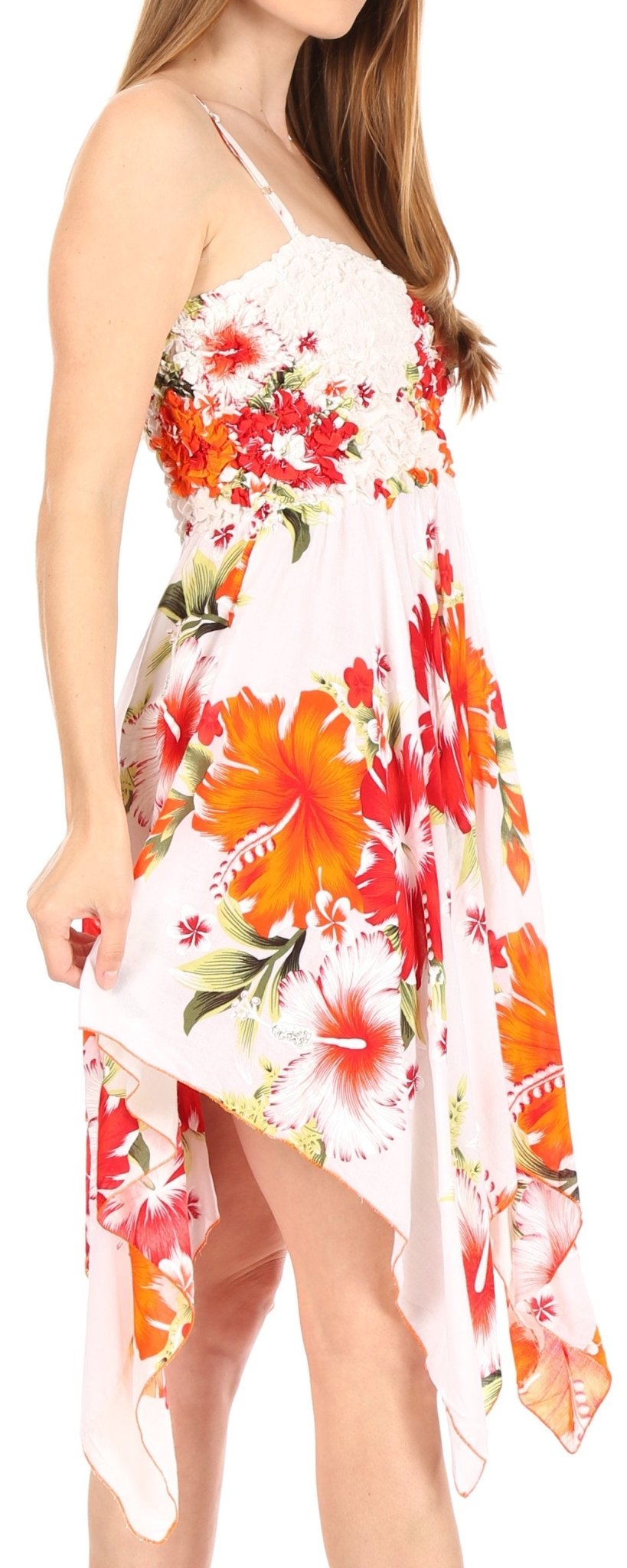 Sakkas Kiera Women's Tube Spaghetti Strap Floral Print Summer Casual Short Dress dresses La Vie Bien Sakkas Kiera Women's Tube Spaghetti Strap Floral Print Summer Casual Short Dress