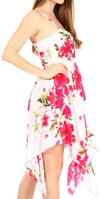 Sakkas Kiera Women's Tube Spaghetti Strap Floral Print Summer Casual Short Dress dresses La Vie Bien Sakkas Kiera Women's Tube Spaghetti Strap Floral Print Summer Casual Short Dress