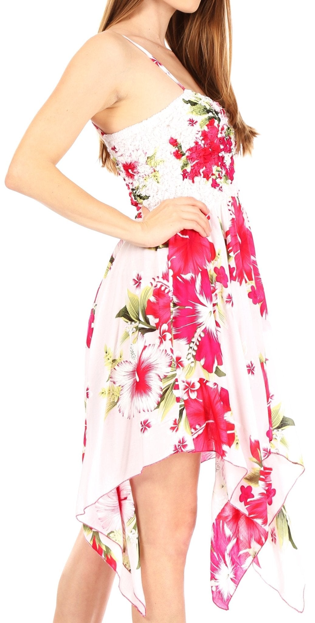 Sakkas Kiera Women's Tube Spaghetti Strap Floral Print Summer Casual Short Dress dresses La Vie Bien Sakkas Kiera Women's Tube Spaghetti Strap Floral Print Summer Casual Short Dress