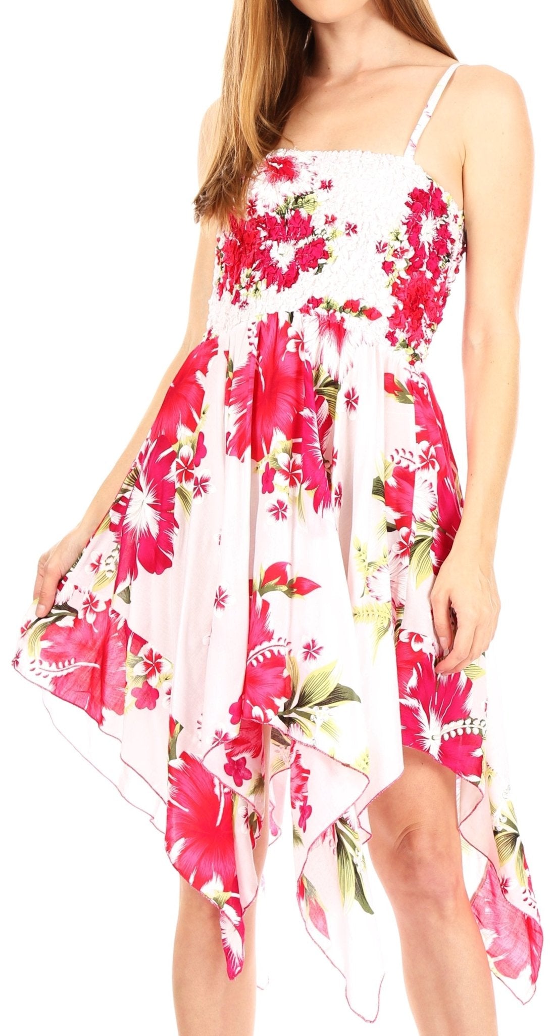 Sakkas Kiera Women's Tube Spaghetti Strap Floral Print Summer Casual Short Dress dresses La Vie Bien Sakkas Kiera Women's Tube Spaghetti Strap Floral Print Summer Casual Short Dress
