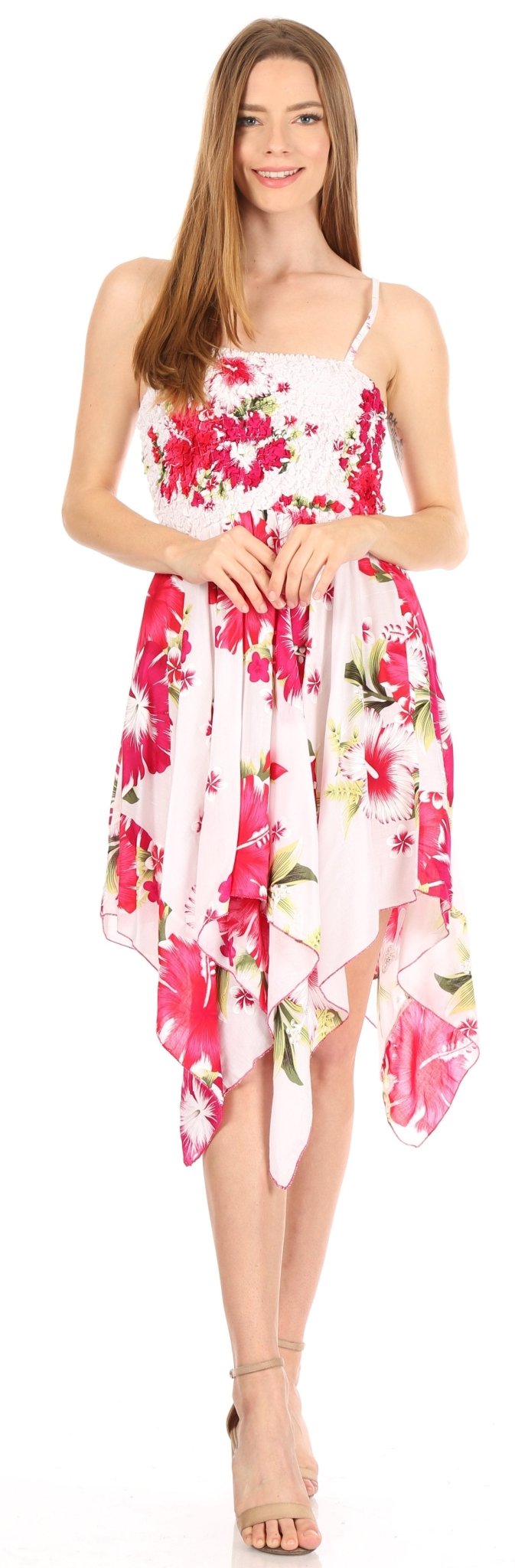 Sakkas Kiera Women's Tube Spaghetti Strap Floral Print Summer Casual Short Dress dresses La Vie Bien Sakkas Kiera Women's Tube Spaghetti Strap Floral Print Summer Casual Short Dress