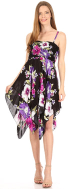 Sakkas Kiera Women's Tube Spaghetti Strap Floral Print Summer Casual Short Dress dresses La Vie Bien Sakkas Kiera Women's Tube Spaghetti Strap Floral Print Summer Casual Short Dress