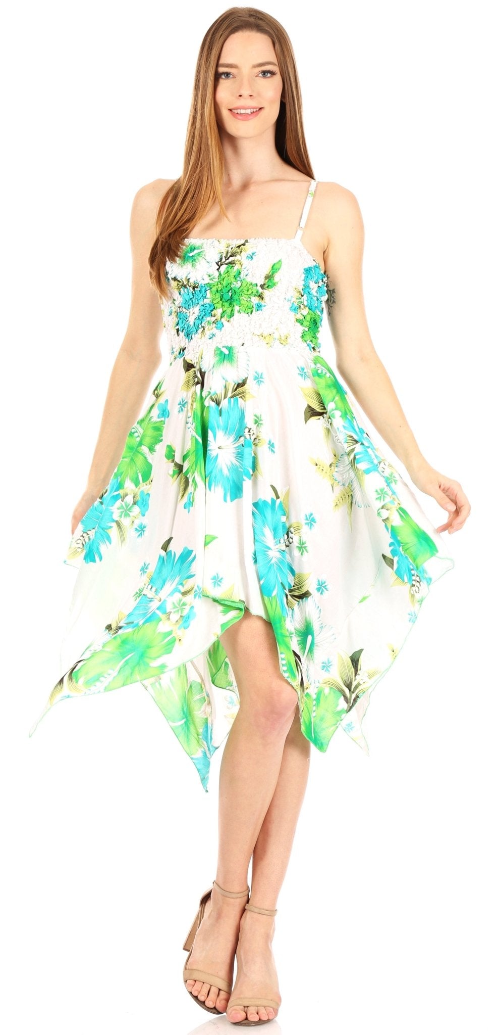 Sakkas Kiera Women's Tube Spaghetti Strap Floral Print Summer Casual Short Dress dresses La Vie Bien Sakkas Kiera Women's Tube Spaghetti Strap Floral Print Summer Casual Short Dress