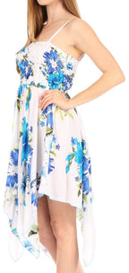 Sakkas Kiera Women's Tube Spaghetti Strap Floral Print Summer Casual Short Dress dresses La Vie Bien Sakkas Kiera Women's Tube Spaghetti Strap Floral Print Summer Casual Short Dress