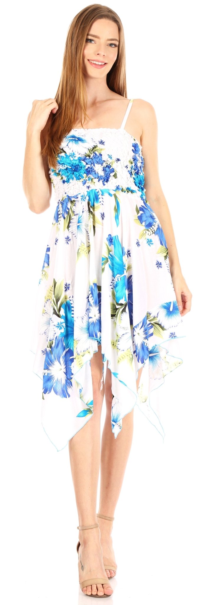 Sakkas Kiera Women's Tube Spaghetti Strap Floral Print Summer Casual Short Dress dresses La Vie Bien Sakkas Kiera Women's Tube Spaghetti Strap Floral Print Summer Casual Short Dress