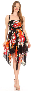 Sakkas Kiera Women's Tube Spaghetti Strap Floral Print Summer Casual Short Dress dresses La Vie Bien Sakkas Kiera Women's Tube Spaghetti Strap Floral Print Summer Casual Short Dress