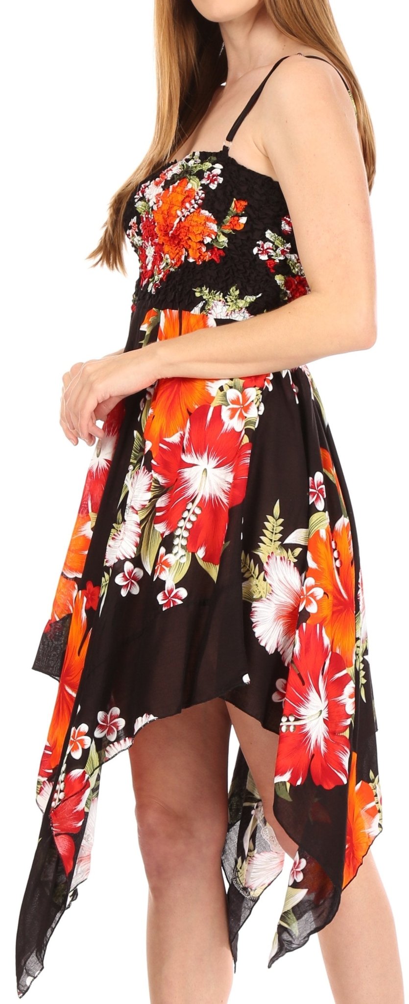 Sakkas Kiera Women's Tube Spaghetti Strap Floral Print Summer Casual Short Dress dresses La Vie Bien Sakkas Kiera Women's Tube Spaghetti Strap Floral Print Summer Casual Short Dress