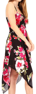 Sakkas Kiera Women's Tube Spaghetti Strap Floral Print Summer Casual Short Dress dresses La Vie Bien Sakkas Kiera Women's Tube Spaghetti Strap Floral Print Summer Casual Short Dress