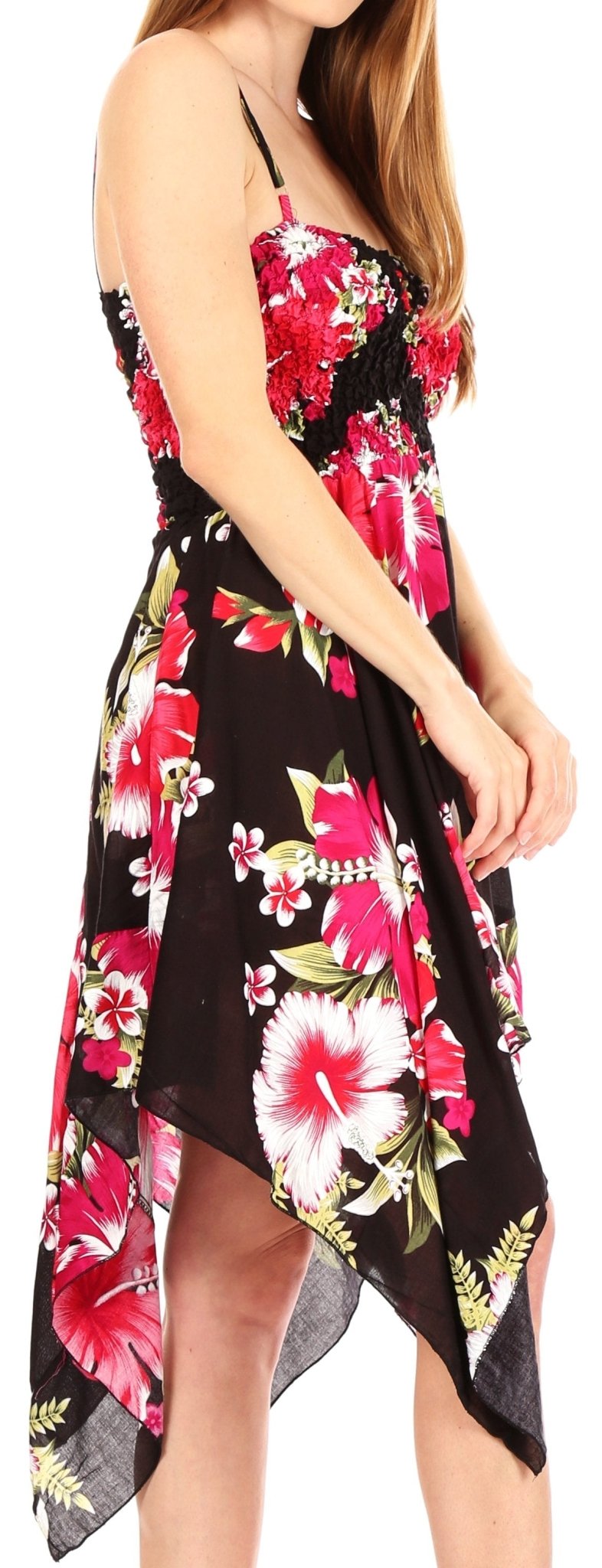 Sakkas Kiera Women's Tube Spaghetti Strap Floral Print Summer Casual Short Dress dresses La Vie Bien Sakkas Kiera Women's Tube Spaghetti Strap Floral Print Summer Casual Short Dress