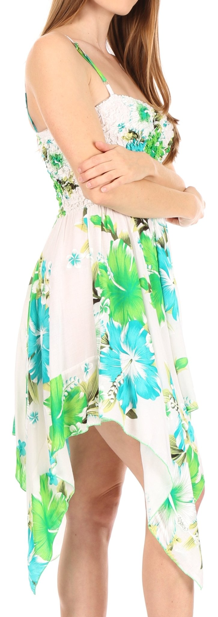Sakkas Kiera Women's Tube Spaghetti Strap Floral Print Summer Casual Short Dress dresses La Vie Bien Sakkas Kiera Women's Tube Spaghetti Strap Floral Print Summer Casual Short Dress