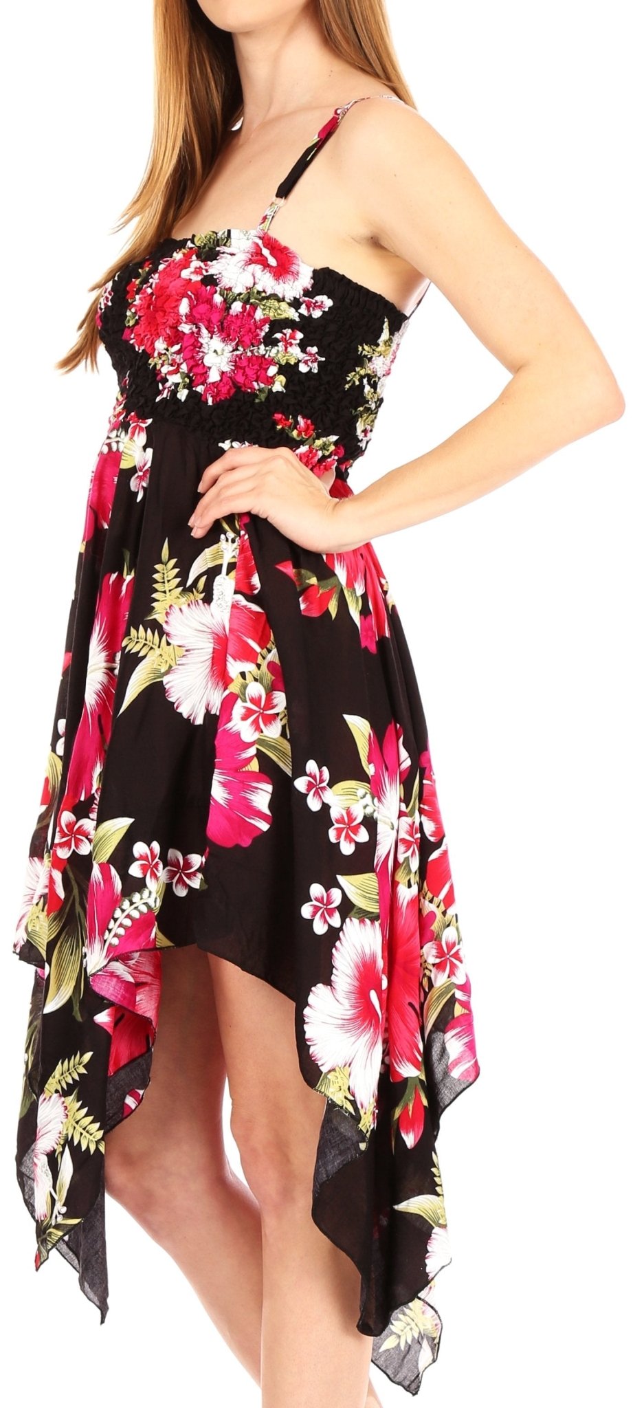 Sakkas Kiera Women's Tube Spaghetti Strap Floral Print Summer Casual Short Dress dresses La Vie Bien Sakkas Kiera Women's Tube Spaghetti Strap Floral Print Summer Casual Short Dress