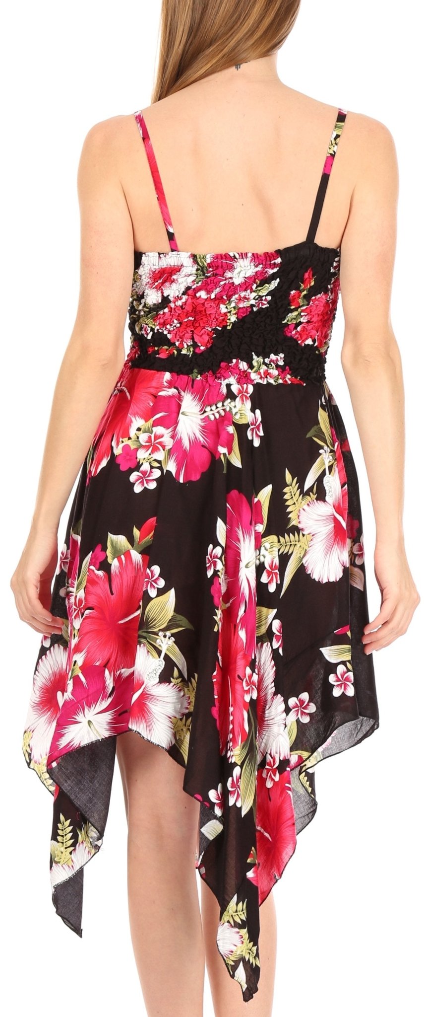 Sakkas Kiera Women's Tube Spaghetti Strap Floral Print Summer Casual Short Dress dresses La Vie Bien Sakkas Kiera Women's Tube Spaghetti Strap Floral Print Summer Casual Short Dress