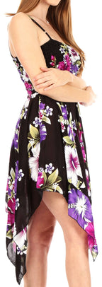 Sakkas Kiera Women's Tube Spaghetti Strap Floral Print Summer Casual Short Dress dresses La Vie Bien Sakkas Kiera Women's Tube Spaghetti Strap Floral Print Summer Casual Short Dress