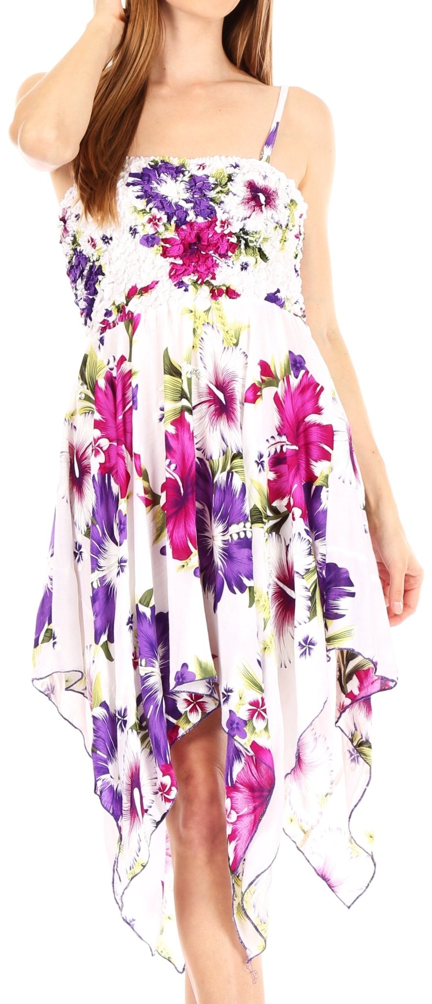 Sakkas Kiera Women's Tube Spaghetti Strap Floral Print Summer Casual Short Dress dresses La Vie Bien Sakkas Kiera Women's Tube Spaghetti Strap Floral Print Summer Casual Short Dress