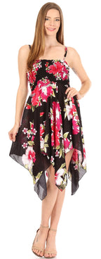 Sakkas Kiera Women's Tube Spaghetti Strap Floral Print Summer Casual Short Dress dresses La Vie Bien Sakkas Kiera Women's Tube Spaghetti Strap Floral Print Summer Casual Short Dress