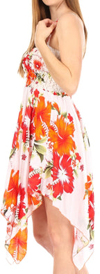 Sakkas Kiera Women's Tube Spaghetti Strap Floral Print Summer Casual Short Dress dresses La Vie Bien Sakkas Kiera Women's Tube Spaghetti Strap Floral Print Summer Casual Short Dress