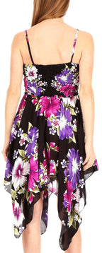 Sakkas Kiera Women's Tube Spaghetti Strap Floral Print Summer Casual Short Dress dresses La Vie Bien Sakkas Kiera Women's Tube Spaghetti Strap Floral Print Summer Casual Short Dress