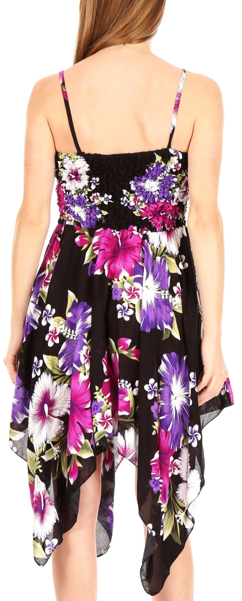 Sakkas Kiera Women's Tube Spaghetti Strap Floral Print Summer Casual Short Dress dresses La Vie Bien Sakkas Kiera Women's Tube Spaghetti Strap Floral Print Summer Casual Short Dress