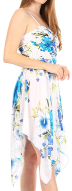 Sakkas Kiera Women's Tube Spaghetti Strap Floral Print Summer Casual Short Dress dresses La Vie Bien Sakkas Kiera Women's Tube Spaghetti Strap Floral Print Summer Casual Short Dress