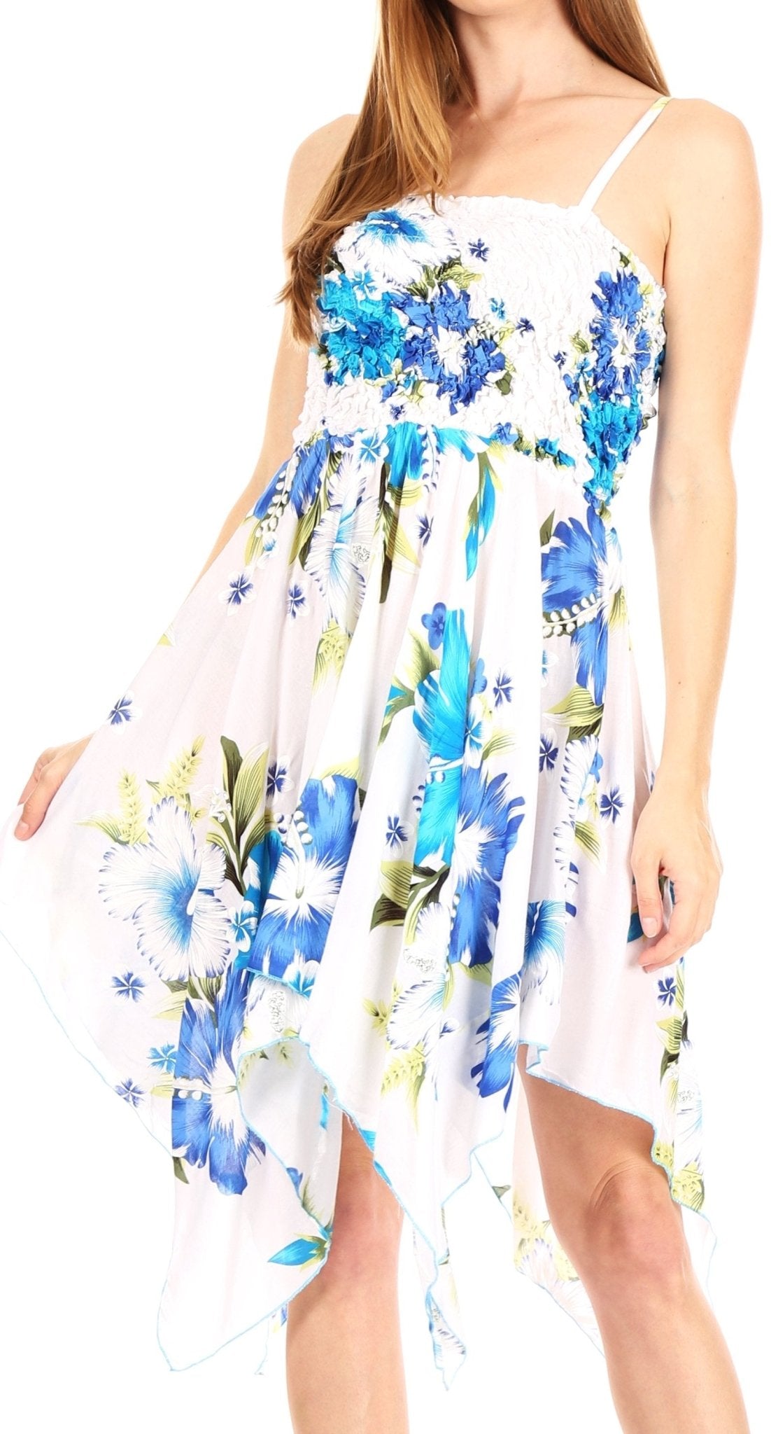 Sakkas Kiera Women's Tube Spaghetti Strap Floral Print Summer Casual Short Dress dresses La Vie Bien Sakkas Kiera Women's Tube Spaghetti Strap Floral Print Summer Casual Short Dress