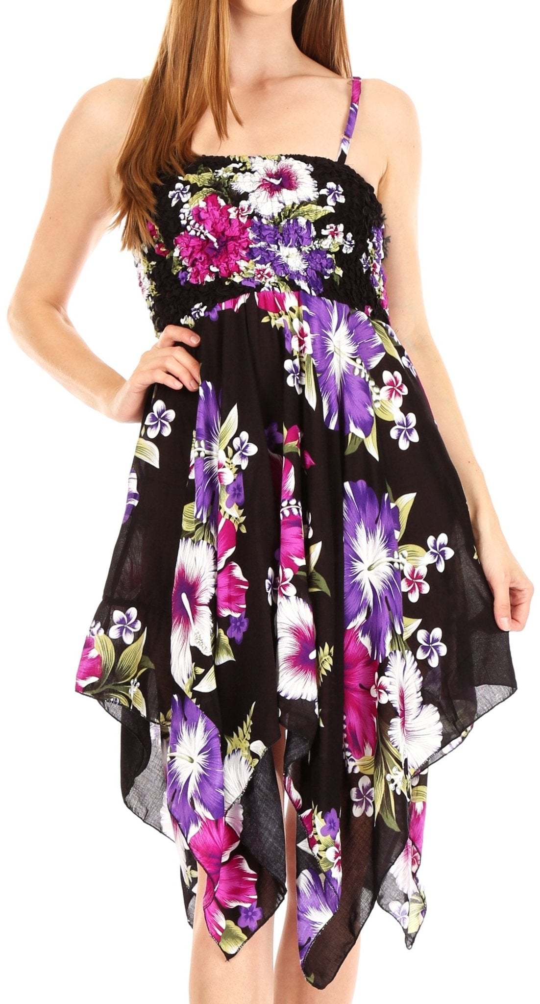 Sakkas Kiera Women's Tube Spaghetti Strap Floral Print Summer Casual Short Dress dresses La Vie Bien Sakkas Kiera Women's Tube Spaghetti Strap Floral Print Summer Casual Short Dress