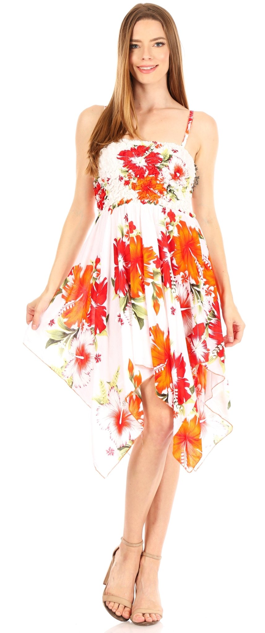 Sakkas Kiera Women's Tube Spaghetti Strap Floral Print Summer Casual Short Dress dresses La Vie Bien Sakkas Kiera Women's Tube Spaghetti Strap Floral Print Summer Casual Short Dress