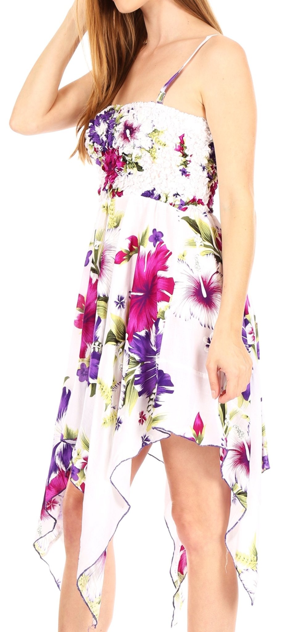 Sakkas Kiera Women's Tube Spaghetti Strap Floral Print Summer Casual Short Dress dresses La Vie Bien Sakkas Kiera Women's Tube Spaghetti Strap Floral Print Summer Casual Short Dress