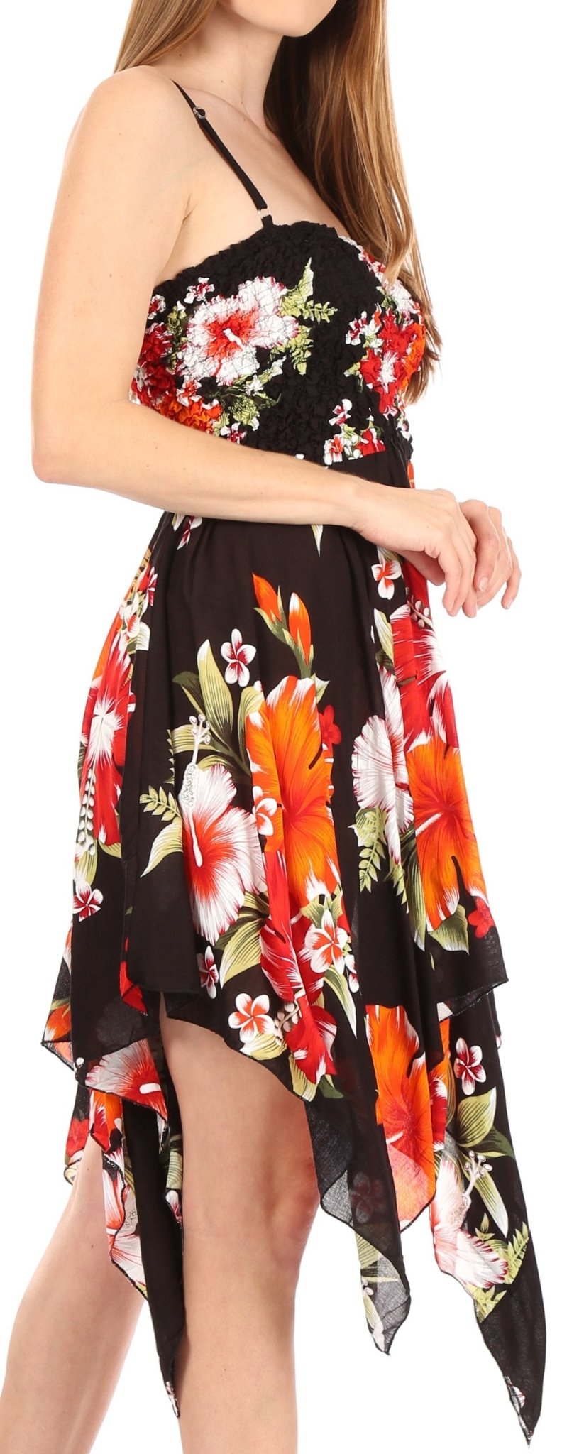 Sakkas Kiera Women's Tube Spaghetti Strap Floral Print Summer Casual Short Dress dresses La Vie Bien Sakkas Kiera Women's Tube Spaghetti Strap Floral Print Summer Casual Short Dress